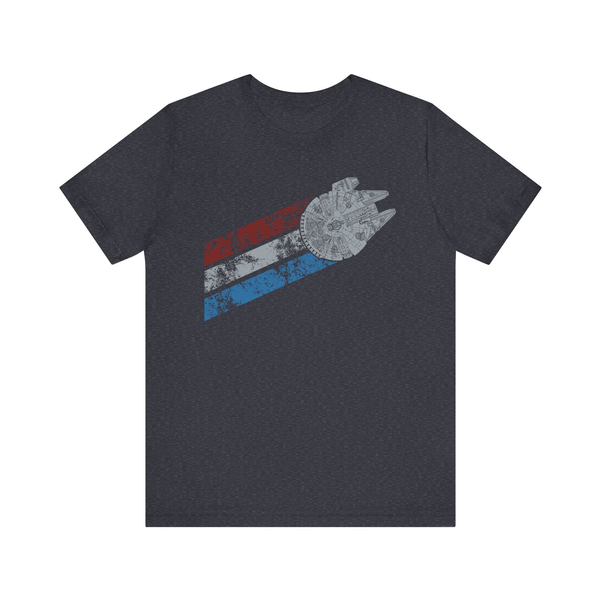 Millennium Falcon Red, White and Blue T-Shirt | Nerd Shirt Club