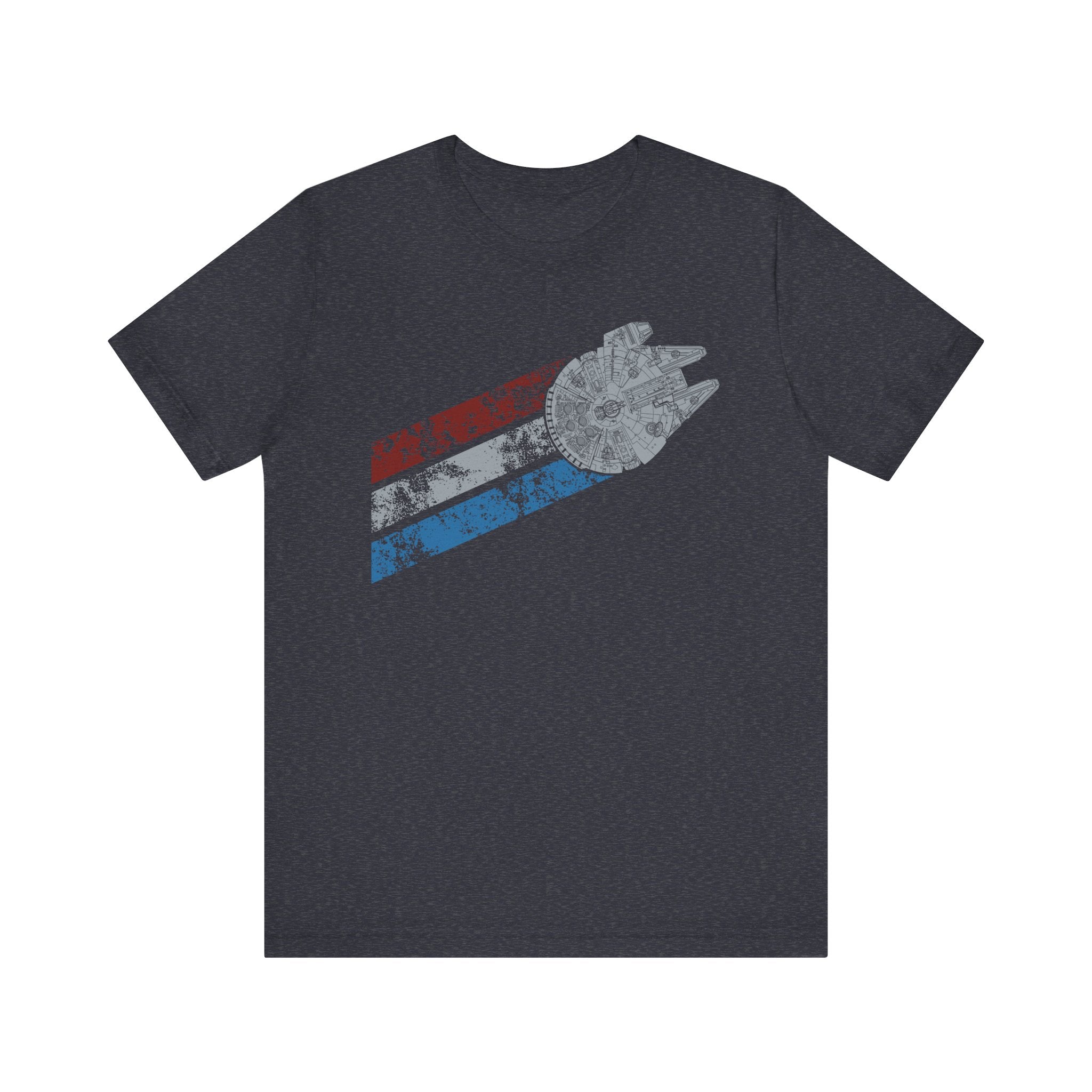 Millennium Falcon Red, White and Blue T-Shirt | Nerd Shirt Club